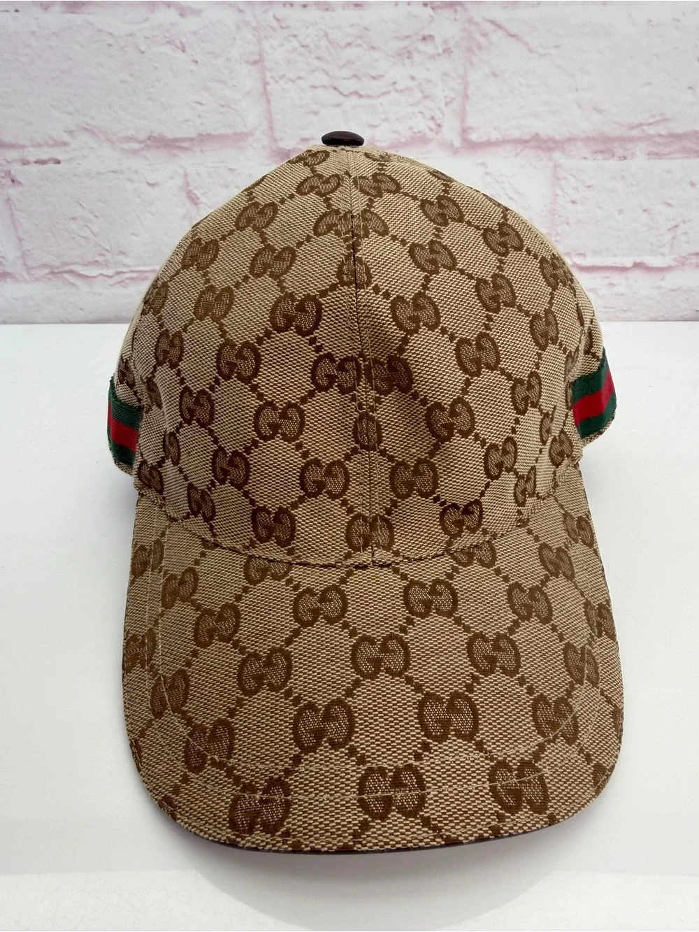 Gucci NWT Classic Web Sherry Line Khaki GG Baseball Hat